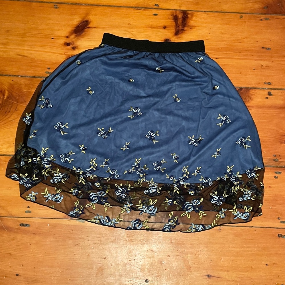 LuLaRoe Blue Floral Midi Skirt